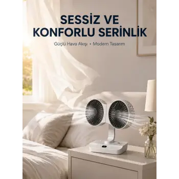 Çift Yöne Hava Üfleyen Masa ve Duvar Tipi Vantilatör