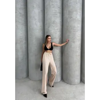 Çımalı keten pantolon