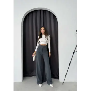 Cırtlı pantolon krep füme pt