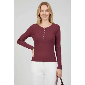 Çıtçıt Detaylı Bluz Mürdüm T4343
