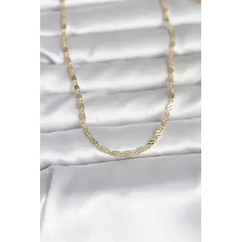 CM 14K Gold Renk Çizgi Lazer Model 60 cm Kadın Kolye