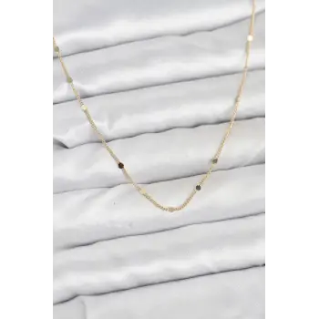 CM 14K Gold Renk Ezme Pul Model 60 cm Kadın Kolye