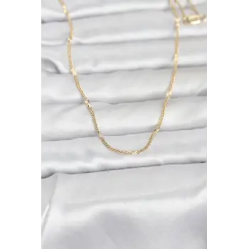 CM 14K Gold Renk Lazer Puntalı Model 60 cm Kadın Kolye