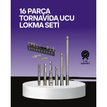Çok Amaçlı 16lı Bits Uç Seti Dayanıklı Tornavida Adaptör