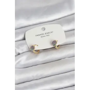 Deniz Kabuğu Model Gold Pirinç Çocuk Küpe