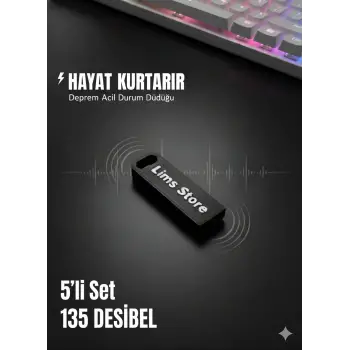 Deprem Acil Durum Düdüğü 135 Desibel -5li Set