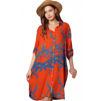 Desenli Elbise - TURUNCU