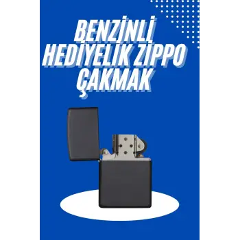 Doldurulabilir Siyah Benzinli Çakmak Metalik