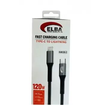 Elba Elb120-2 120w Type-c To Lightning 1Mt Siyah Örgülü Şarj Kablosu (( Data Veri )
