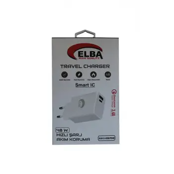 Elba ELB13 Elb-48w 3.4A USB-Pd48 (Usb+Type-C) Akıllı Koruma- Isıya Dayanklı Hızlı Şarj Ev Şarj Kafa
