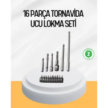 Ergonomik 16 Parça Bits Tornavida Uç ve Adaptör Seti