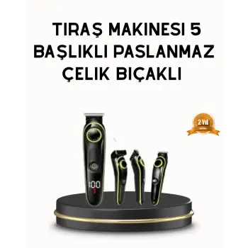 Erkek Bakım Seti 5’i 1 Arada Şarjlı Paslanmaz Çelik Başlıklı