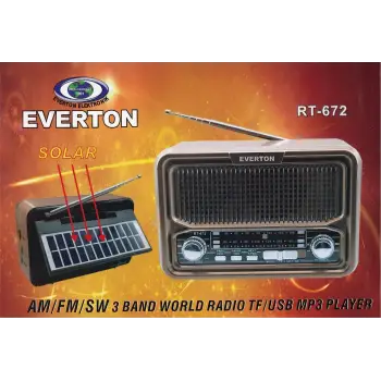 Everton Rt-672 Bluetooth Fm-Usb-Tf-Aux Şarjlı Solar Nostaljik Radyo