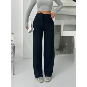 Fitilli şardonlu pantolon siyah a4058