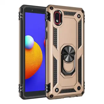 Galaxy A01 Core Kılıf Sofya Yüzüklü Silikon Kapak - Gold