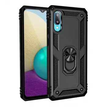 Galaxy A02 Kılıf Sofya Yüzüklü Silikon Kapak - Siyah