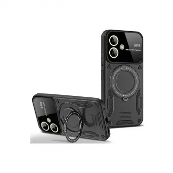 Galaxy A06 Kılıf Joy Lens Standlı Kapak - Siyah