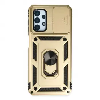Galaxy A13 4G Kılıf Pars Lens Yüzüklü Silikon - Gold