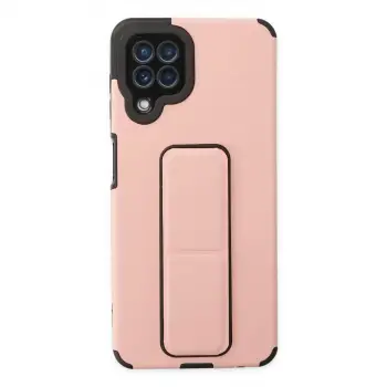 Galaxy A22 Kılıf Mega Standlı Silikon - Pudra
