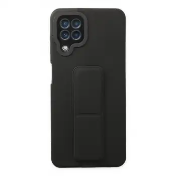 Galaxy A22 Kılıf Mega Standlı Silikon - Siyah