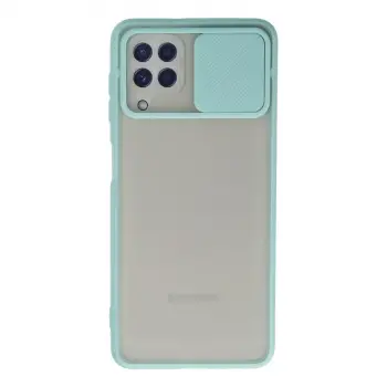 Galaxy A22 Kılıf Palm Buzlu Kamera Sürgülü Silikon - Turkuaz
