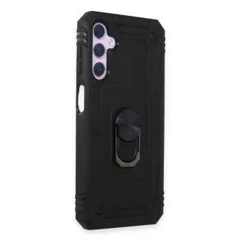 Galaxy A24 4G Kılıf Sofya Yüzüklü Silikon Kapak - Siyah