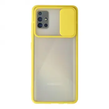 Galaxy A71 Kılıf Palm Buzlu Kamera Sürgülü Silikon - Sarı
