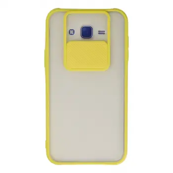 Galaxy J7 Kılıf Palm Buzlu Kamera Sürgülü Silikon - Sarı