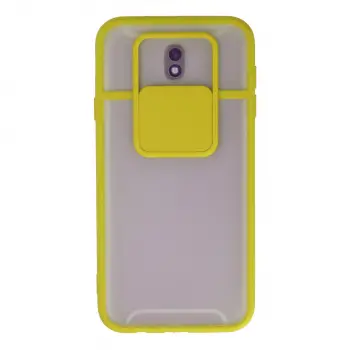 Galaxy J7 Pro / J730 Kılıf Palm Buzlu Kamera Sürgülü Silikon - Sarı