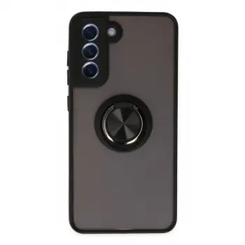 Galaxy S21 FE Kılıf Montreal Yüzüklü Silikon Kapak - Siyah