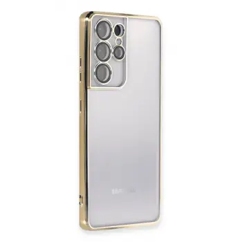 Galaxy S21 Ultra Kılıf Razer Lensli Silikon - Gold