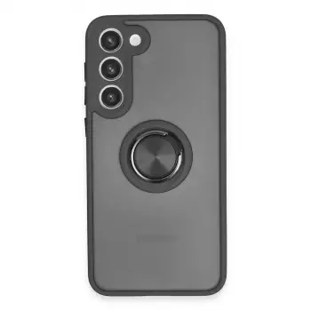 Galaxy S23 Plus Kılıf Montreal Yüzüklü Silikon Kapak - Siyah