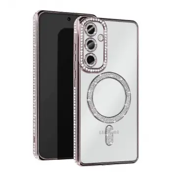 Galaxy S25 Kılıf Joke Simli Magneticsafe Kılıf - Gümüş