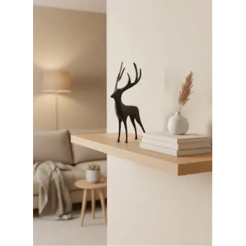 Geyik Figürü Gri Modern Salon ve Raf Dekoru