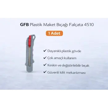 GFB Plastik Maket Bıçağı Falçata 4510 Profesyonel Maket Bıçağı 1 Adet
