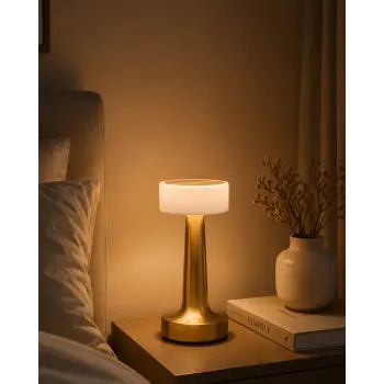 Gold Kare LED Masa Lambası Şarjlı Dimmer Kontrollü Dekoratif Işık