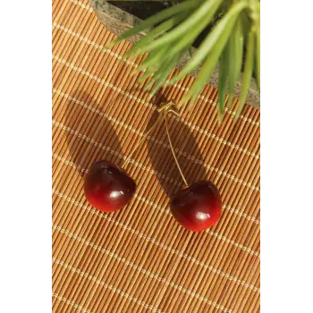 Gold Renk Kiraz Model Kadın Küpe