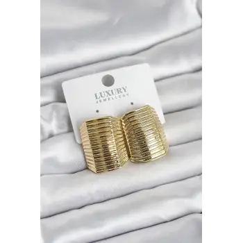 Gold Renk Pirinç Vintage Esintili Statement Küpe