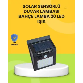 Güneş Paneli ile Şarj Olan 20 LED Dış Mekan Hareket Sensörlü Lamba