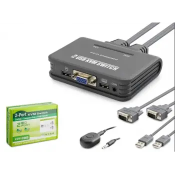 Hadron Hdx1362 Vga Usb Kwm Switch 2Giriş 1Çıkış Kablolu Siyah