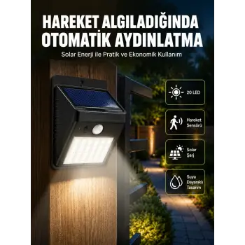 Hareket Algılamalı Solar LED Güvenlik Lambası Yeni Nesil