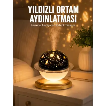 Hava Nemlendirici Led Işıklı Gece Lambası Yıldız Görünümlü Renk Değiştiren