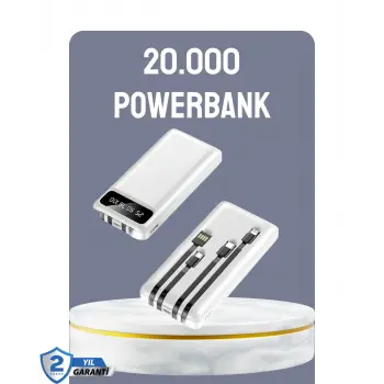 Hızlı Şarj Destekli 20.000mAh Powerbank USB Type-C Lightning LCD