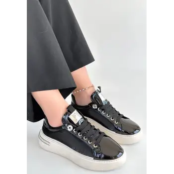 Hley Siyah Rugan Paraşüt Detaylı Bağcıklı Spor Ayakkabı