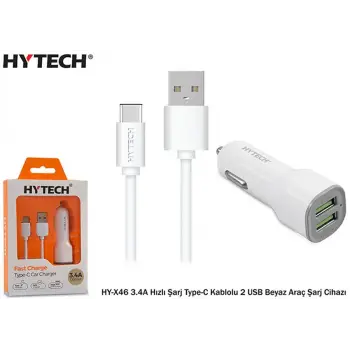 Hytech HY-X46 3.4A Hızlı Şarj Type-C Kablolu 2 USB