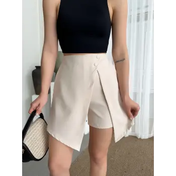 İki düğmeli şort etek S24046