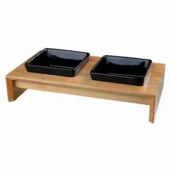 İkili Seramik Kedi Köpek Mama Su Kabı 2x0,4 Lt 36x19x7 Cm