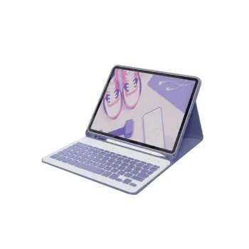 iPad 10.2 (9.nesil) Kılıf KC01 Smart Klavyeli Tablet Kılıfı - Derin Mor