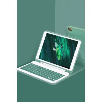 iPad Pro 12.9 (2024) Kılıf KC01 Smart Klavyeli Tablet Kılıfı - Koyu Yeşil