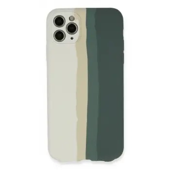 iPhone 11 Pro Kılıf Ebruli Lansman Silikon - Beyaz-Gri